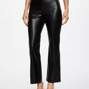 Mango Faux leather. Flared design. Long design. High waist. Decorative seams.